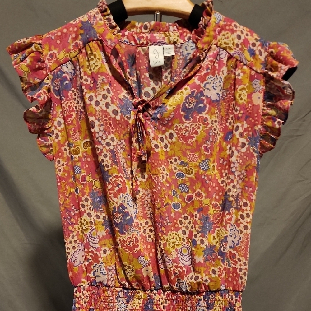 Joie Orange Flutter Sleeve Blouse with Tie Front